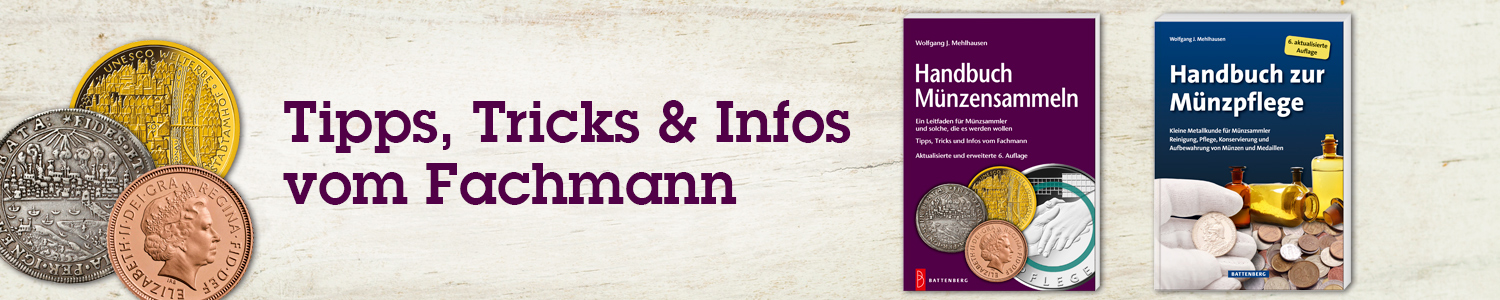 Banner-Picture for 'Münzen' redirecting to '/Sammeln/Buecher?category=muenzen'.